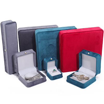 Caja de anillos de terciopelo de esquina redonda de joyería de lujo Envasado de caja para pendientes de orejas