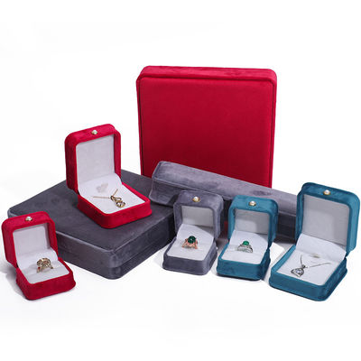 Caja de anillos de terciopelo de esquina redonda de joyería de lujo Envasado de caja para pendientes de orejas