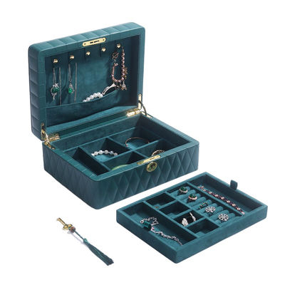 comprar Cuadro de almacenamiento de joyas de granos de diamante multifunción Organizador de joyas de cuero con toalla online manufacture