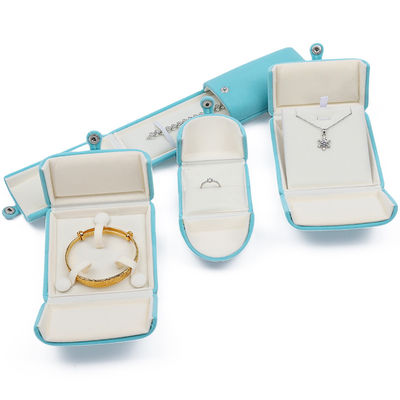 comprar Caja de embalaje de joyas de terciopelo suave y elegante de color cian online manufacture