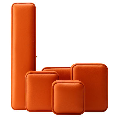 Caja de joyería de cuero PU de grano de nieve naranja noble para embalaje de almacenamiento de lujo