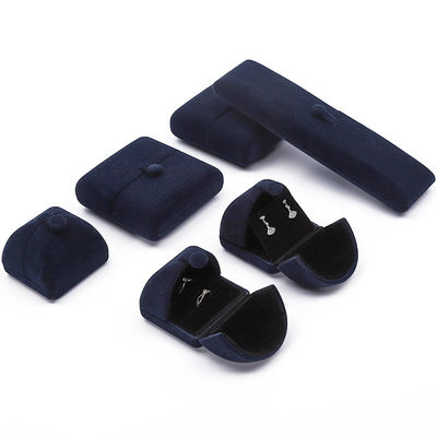 comprar Caja de almacenamiento de joyas de color azul oscuro en forma de concha de terciopelo caja de embalaje de joyas online manufacture