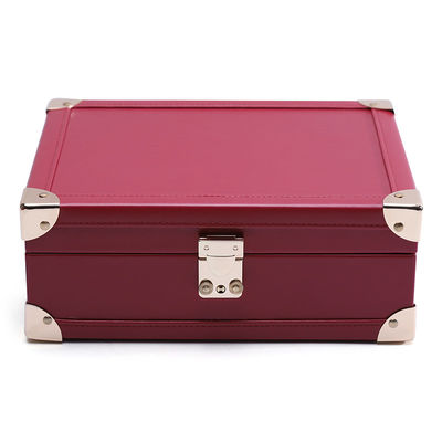 comprar Protección de esquina de lujo de cuero de PU joyería de almacenamiento organizador de la caja con espejo online manufacture