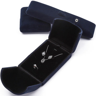 China fabricación mayorista de alta calidad embalaje de joyas Caja de lujo personalizado Big Jewelry Set caja collar Brazalete Orecillos Anillo embalaje hecha a mano azul terciopelo doble puerta caja de joyas con logotipo
