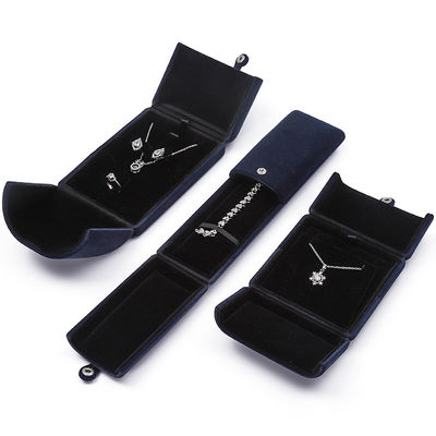 China fabricación mayorista de alta calidad embalaje de joyas Caja de lujo personalizado Big Jewelry Set caja collar Brazalete Orecillos Anillo embalaje hecha a mano azul terciopelo doble puerta caja de joyas con logotipo
