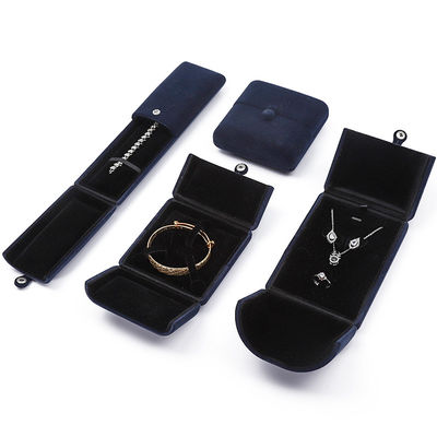 China fabricación mayorista de alta calidad embalaje de joyas Caja de lujo personalizado Big Jewelry Set caja collar Brazalete Orecillos Anillo embalaje hecha a mano azul terciopelo doble puerta caja de joyas con logotipo