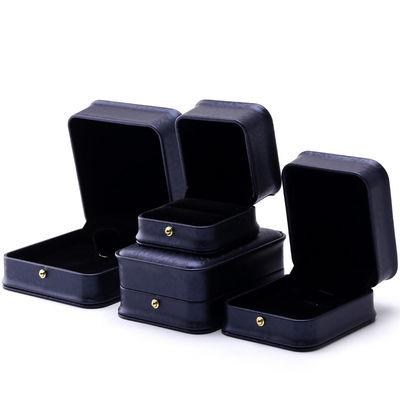 Embalaje de caja de joyería de cuero PU de esquina redonda púrpura oscura para almacenamiento de lujo