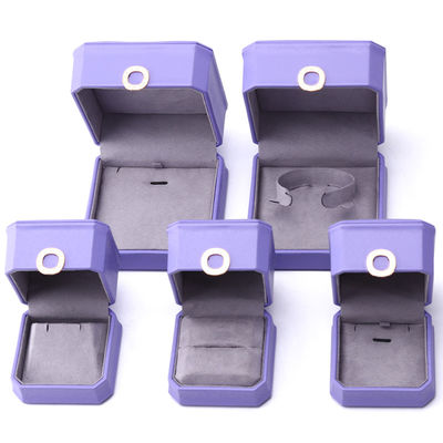 Cautivante púrpura octogonal caja de joyería de cuero PU para anillo de orejas colgante