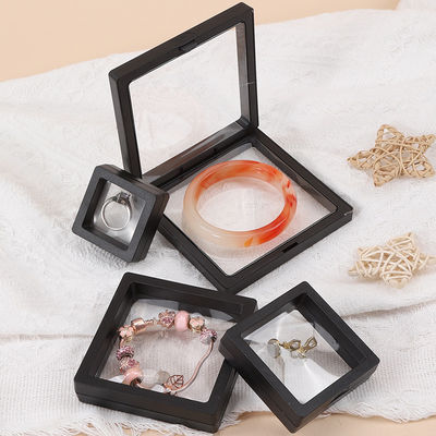 Cajas de visualización de joyas de lujo negras Caja protectora de plástico con película de PE para joyas