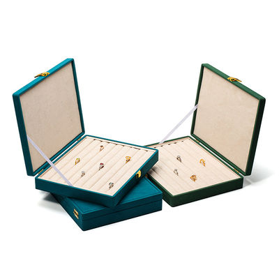 Espacio espacioso caja de joyería de terciopelo con múltiples celdas caja de joyería de exhibición logotipo personalizado