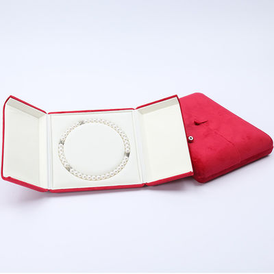 China Manufactura mayorista de joyería de lujo Embalaje de caja de alta gama personalizada collar Brazalete Aretes Anillo Embalaje de doble puerta Bote de joyería rojo de terciopelo con logotipo