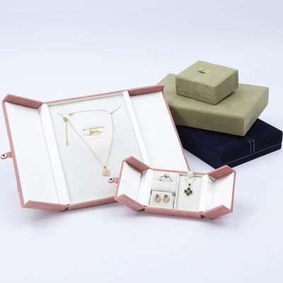Embalaje de caja de joyería de terciopelo de marca personalizada de múltiples funciones con cierre de botón