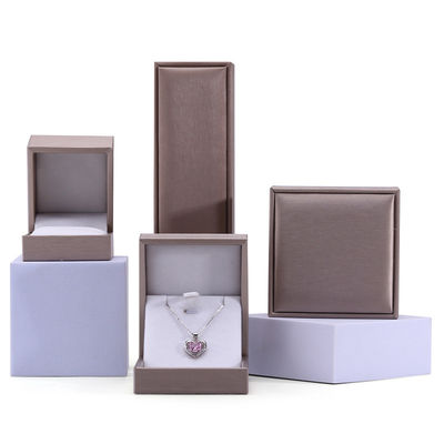 Pinceo de kaki acabado de pieles falsas Joyería de lujo Packaging Box Set Forro de terciopelo