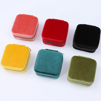 Organizador de joyas de terciopelo de uso general multicolor Embalaje viajes con espejo