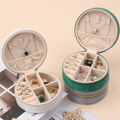 comprar Caja de almacenamiento de joyas de terciopelo de forma redonda organizador bolsa de cremallera para viajes online manufacture