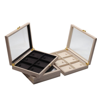 comprar Flip Open PU Cuero de joyería caja de visualización compartimientos múltiples con espejo online manufacture