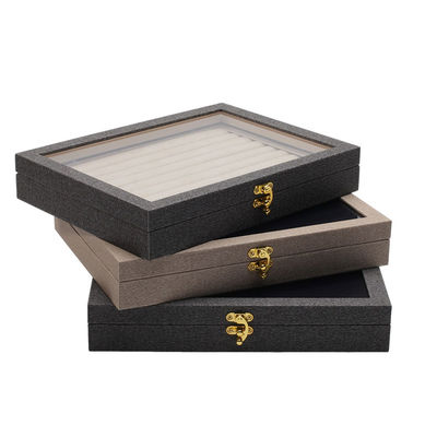 Flip Open PU Cuero de joyería caja de visualización compartimientos múltiples con espejo