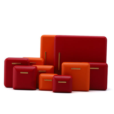 Caja de almacenamiento de joyas de cuero de PU de colores múltiples, elegante y convexa para envases de lujo