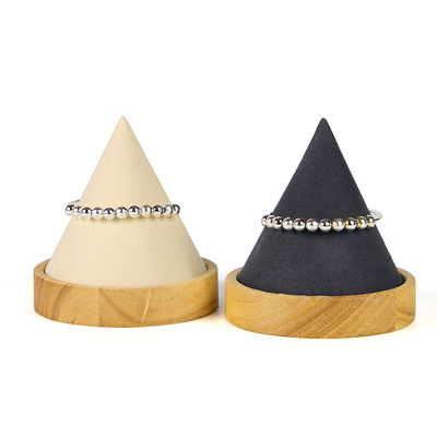 Exposición de joyas en forma de cono de madera Stand para brazalete de brazalete Exposición de relojes