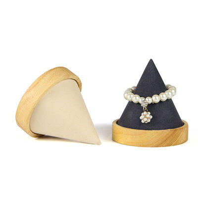 Exposición de joyas en forma de cono de madera Stand para brazalete de brazalete Exposición de relojes