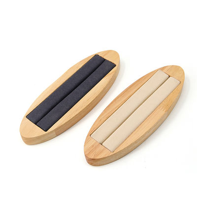 Display plate de joyería oval de madera sólida para exhibición de orejas de anillo