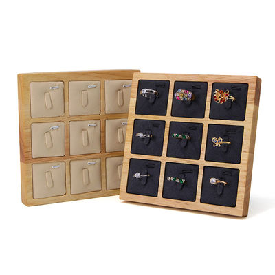 3x3 Multi Cells Joyería de madera sólida Presentación bandeja para las orejas Anillos de punta Exposición