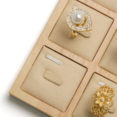 3x3 Multi Cells Joyería de madera sólida Presentación bandeja para las orejas Anillos de punta Exposición