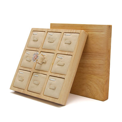 3x3 Multi Cells Joyería de madera sólida Presentación bandeja para las orejas Anillos de punta Exposición