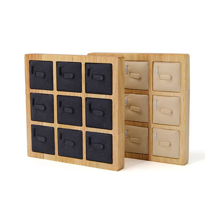 3x3 Multi Cells Joyería de madera sólida Presentación bandeja para las orejas Anillos de punta Exposición