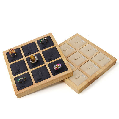 3x3 Multi Cells Joyería de madera sólida Presentación bandeja para las orejas Anillos de punta Exposición