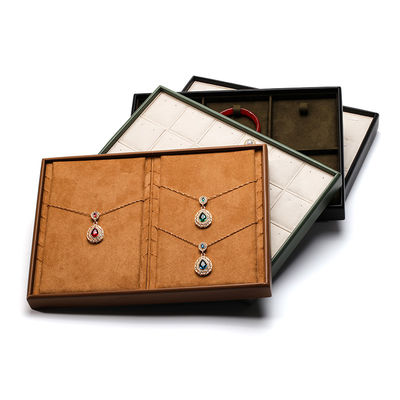 Compartimientos Multi PU de cuero de joyería de exhibición bandeja de revestimiento blando de exhibición accesorios