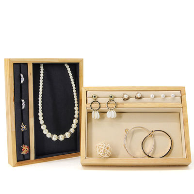 Envasador de joyas de madera maciza multifunción para anillos, colgantes y orejas