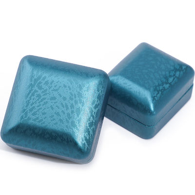 Caja de joyería de cuero PU de grano de nieve azul de pavo real, juego de joyería de lujo caja de regalo OEM