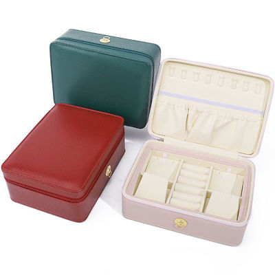 comprar Ornamento de tirador de anillo de cuero de plástico organizador de joyas de viaje multi-células caja de cremallera online manufacture