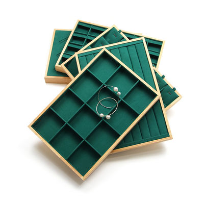 Placa de visualización de joyas de madera personalizada Compartimientos múltiples para pendientes de orejas de anillo