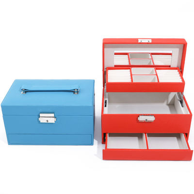 comprar Espacio portátil y espacioso Falsos organizador de joyas de cuero Caja de envases multicelulares online manufacture