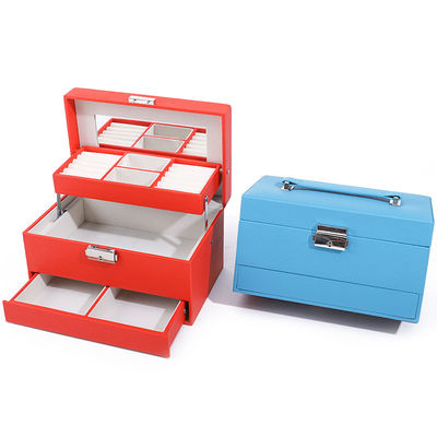 Espacio portátil y espacioso Falsos organizador de joyas de cuero Caja de envases multicelulares