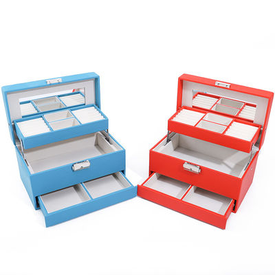 Espacio portátil y espacioso Falsos organizador de joyas de cuero Caja de envases multicelulares