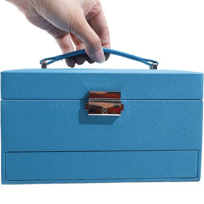 Espacio portátil y espacioso Falsos organizador de joyas de cuero Caja de envases multicelulares