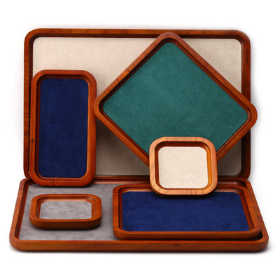 Muchos colores de revestimiento de madera sólida joyería de exhibición bandeja para el anillo de la pulsera del colgante exposición