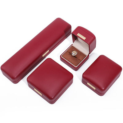 Efecto flotante de cuero PU rojo de lujo de joyería de embalaje de la caja con barra de oro