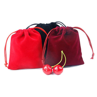 Bolsa de joyería de terciopelo de costura lisa de tamaño múltiple para embalaje de regalo de joyas de lujo