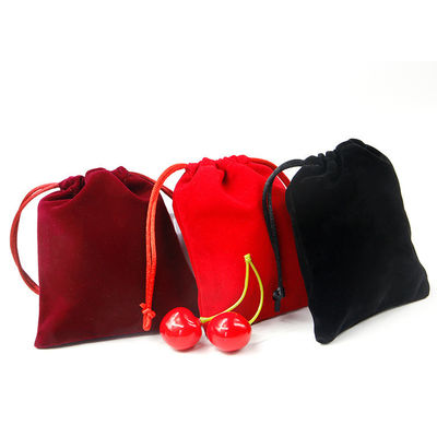 Bolsa de joyería de terciopelo de costura lisa de tamaño múltiple para embalaje de regalo de joyas de lujo