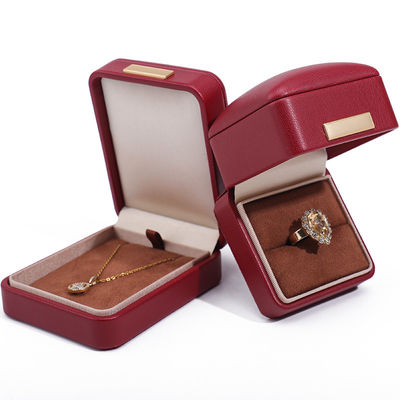 Efecto flotante de cuero PU rojo de lujo de joyería de embalaje de la caja con barra de oro