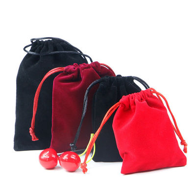 Bolsa de joyería de terciopelo de costura lisa de tamaño múltiple para embalaje de regalo de joyas de lujo