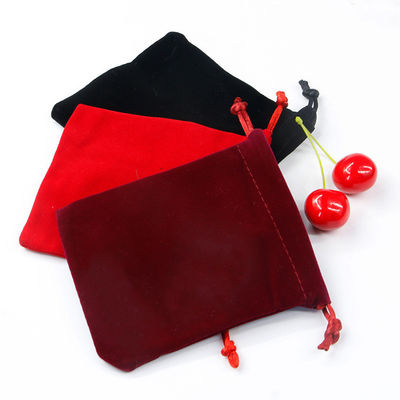 Bolsa de joyería de terciopelo de costura lisa de tamaño múltiple para embalaje de regalo de joyas de lujo