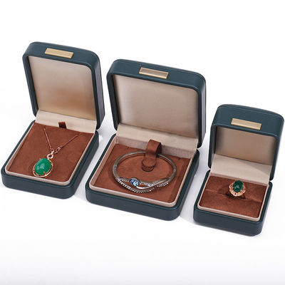 Handy techo convexo de cuero falso caja de joyería de lujo paquete con ornamento de barra de oro