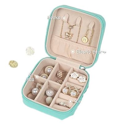 Compartimientos Múltiples de Cuero de PU de Viaje de Joyería Organizador de Cajas Bolsa de cremallera