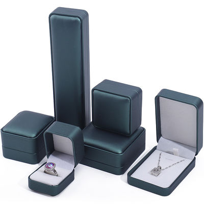 Verde Oscuro Noble Couro Falsos Joyería Cajas de Almacenamiento Embalaje de lujo de buen gusto