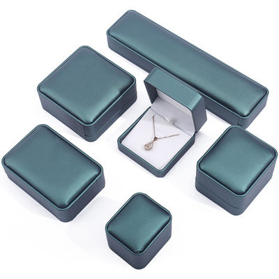 Verde Oscuro Noble Couro Falsos Joyería Cajas de Almacenamiento Embalaje de lujo de buen gusto